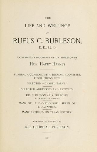 The life and writings of Rufus C. Burleson