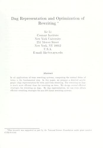 Dag representation and optimization of rewriting