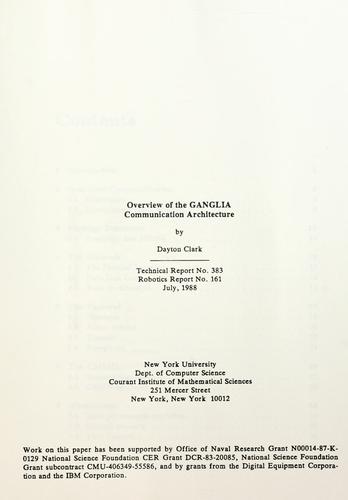 Overview of the GANGLIA communication architecture