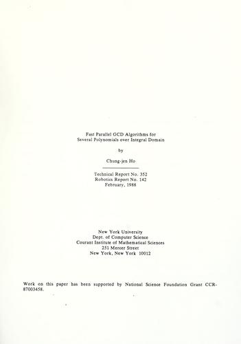Fast parallel GCD algorithms for several polynomials over integral domain