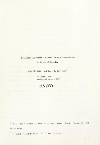 Byzantine agreement by distributed randomization in 0(log n) rounds
