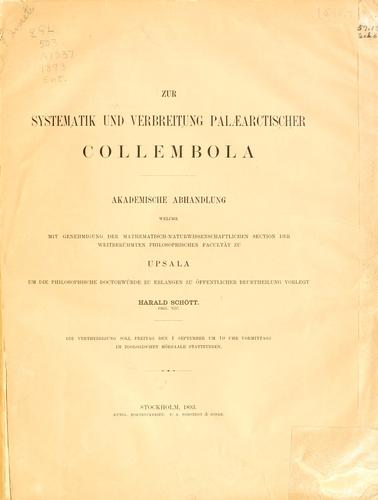 Zur systematik und verbreitung palaearctischer Collembola