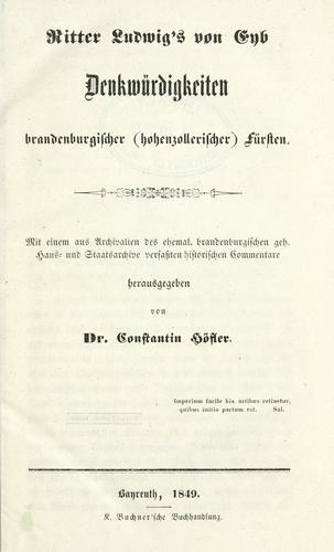 Denkwürdigkeiten brandenburgischer (hohenzollerischer) Fürsten