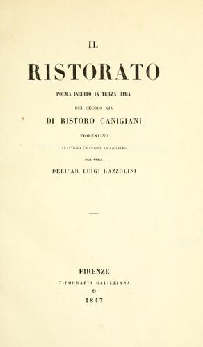 Il ristorato, poema inedito in terza rima del secolo SIV