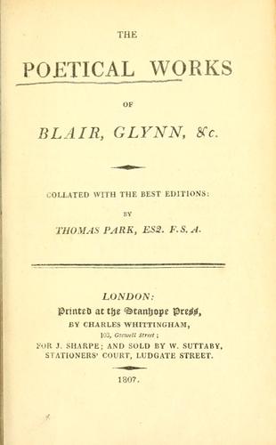 The poetical works of Blair, Glynn, etc