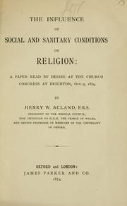 The influence of social and sanitary conditions on religion