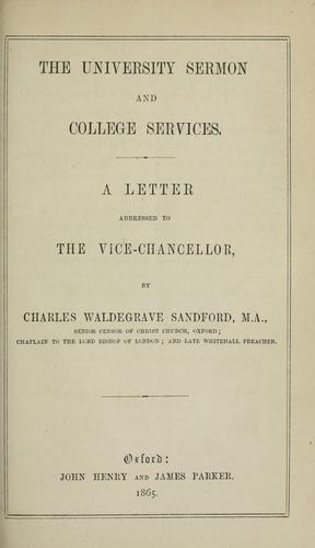 The university sermon and college services