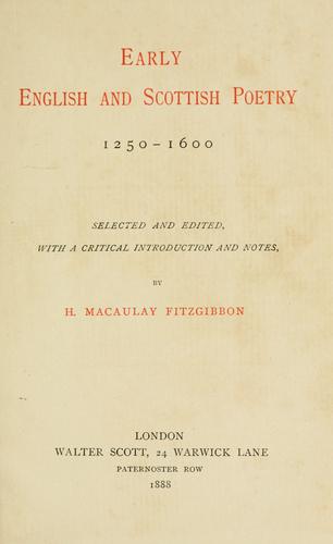 Early English and Scottish poetry, 1250-1600