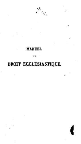 Manuel du droit ecclésiastique de toutes les confessions chrétiennes