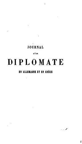 Journal d'un diplomate en Allemagne et en Grèce