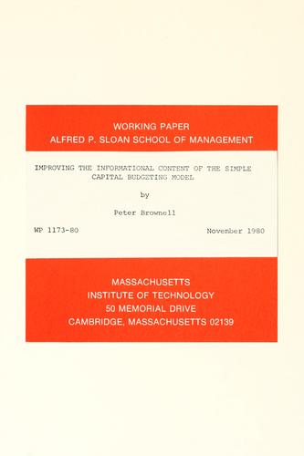 Improving the informational content of the simple capital budgeting model