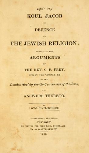 Koul Jacob in defence of the Jewish religion