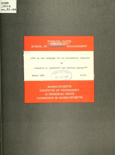 LISP as the language for an incremental computer