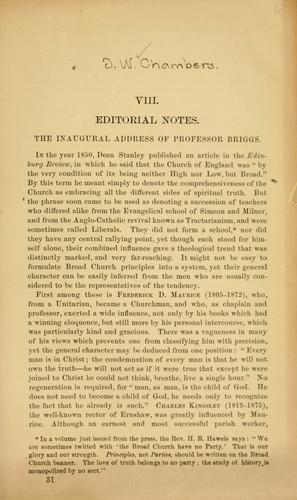The inaugural address of Professor Briggs
