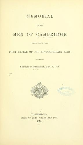 Memorial to the men of Cambridge who fell in the first battle of the revolutionary war