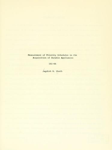 Measurement of priority schedules in the acquisition of durable appliances