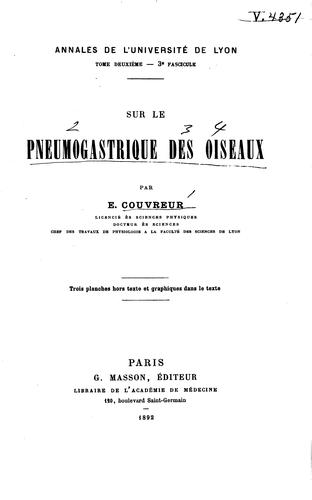 Sur le pneumogastrique des oiseaux