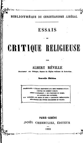 Essais de critique religieuse