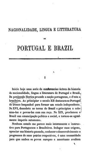 Nacionalidade, lingua e litteratura de Portugal e Brazil