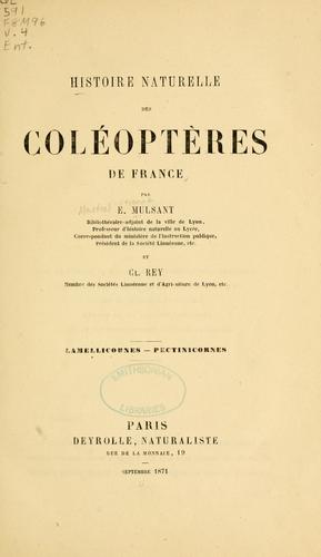Histoire naturelle des coléoptères de France