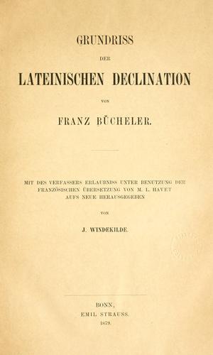 Gundriss der lateinischen Declination
