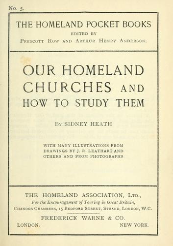 ...Our homeland churches and how to study them