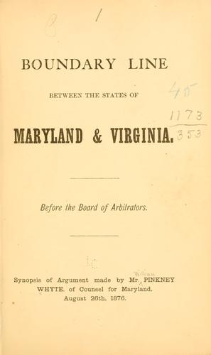 Boundary line between the states of Maryland & Virginia