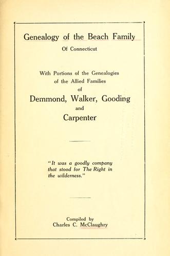Genealogy of the Beach family of Connecticut