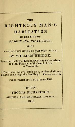 The righteous man's habitation in the time of plague and pestilence