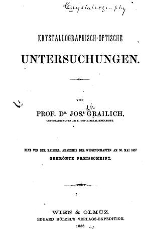 Krystallographisch-optische Untersuchungen