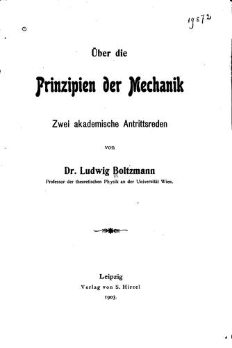 Uber die Prinzipien der Mechanik