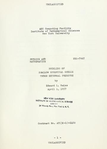 Buckling of shallow spherical shells under external pressure