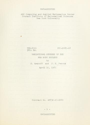 Variational studies of the few body nucleus