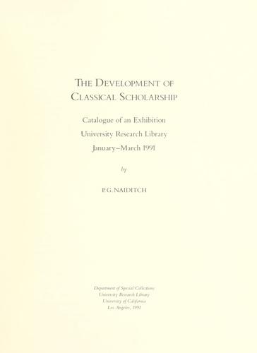 The development of classical scholarship