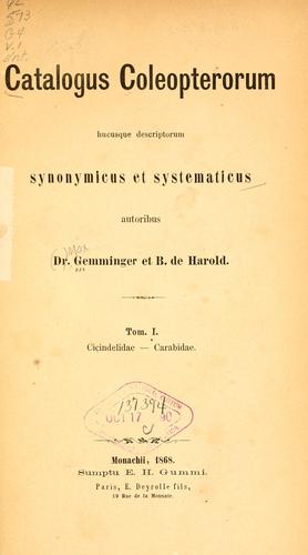 Catalogus coleopterorum hucusque descriptorum synonymicus et systematicus