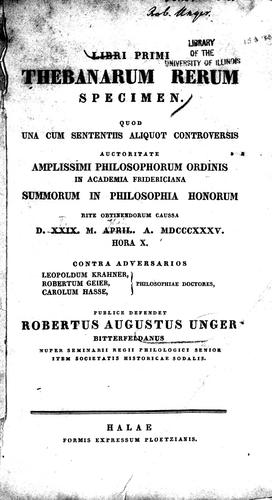 Libri primi Thebanarum rerum specimen