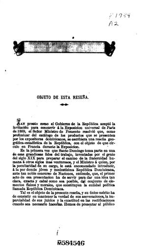 La Republica Dominicana: Reseña general geografico-estadistica