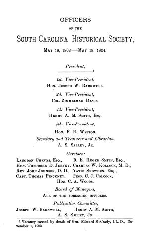 The South Carolina Historical Magazine