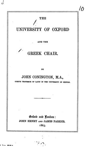 The University of Oxford and the Greek Chair