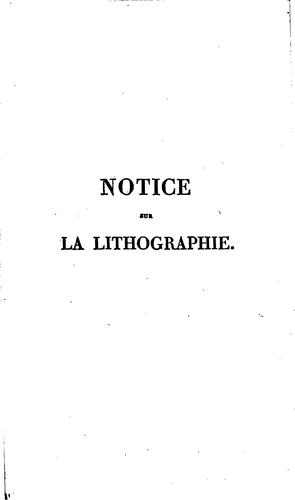Notice sur la lithographie