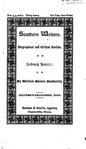 Southern Writers: Biographical and Critical Studies ..