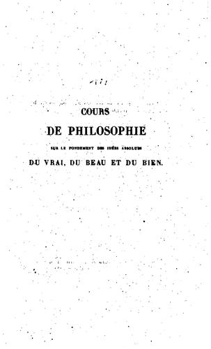 Cours de philosophie, professé à la faculté des lettres pendant l'année 1818 ...