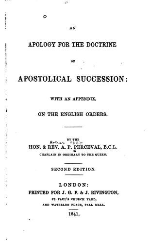 An apology for the doctrine of apostolical succession