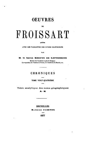 Oeuvres de Froissart