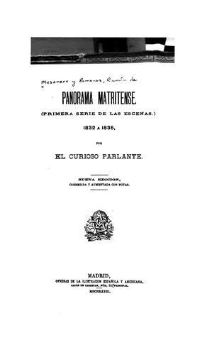 Panorama matritense: (primera serie de las escenas) 1832 à 1835
