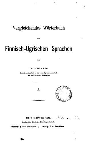 Vergleichendes Wörterbuch der finnisch-ugrischen Sprachen