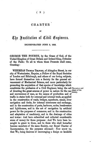 Charter, Supplemental Charters, By-laws, and List of Members of the Institution of Civil Engineers