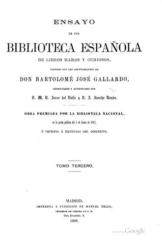 Ensayo de una biblioteca española de libros raros y curiosos