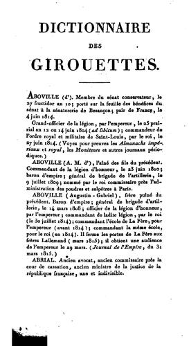 Dictionnaire des girouettes: ou Nos contemporains peints d'après eux mêmes; ouvrage dans lequel ..