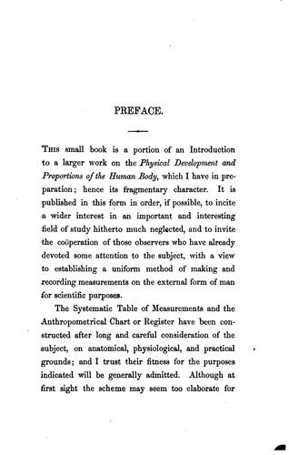A manual of anthropometry or A guide to the physical examination and measurement of the human body
